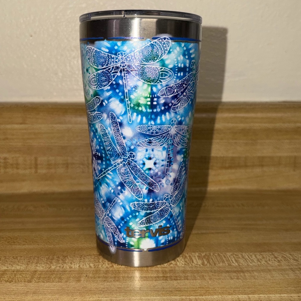 Tervis 20 Vibrant Blue Dragonfly Tumbler coffee mug summer fall warm cold drinks